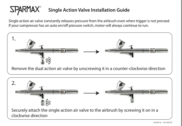 Single action valve installation